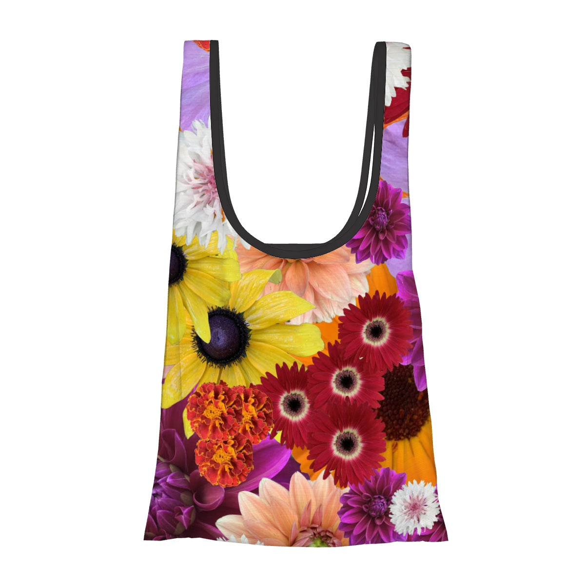 foldable shopping bag with pouch colourful floral  pattern