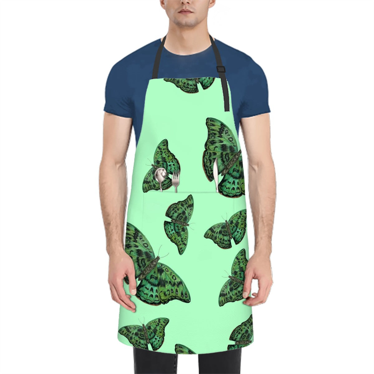 Apron (With Pockets) African Green Butterfly 1