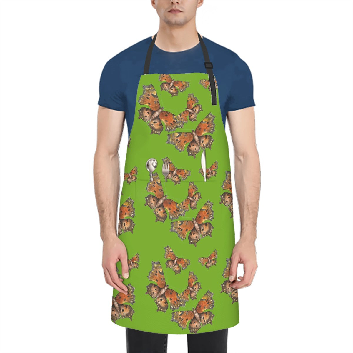 Apron (With Pockets) Green Comma Butterfly 1