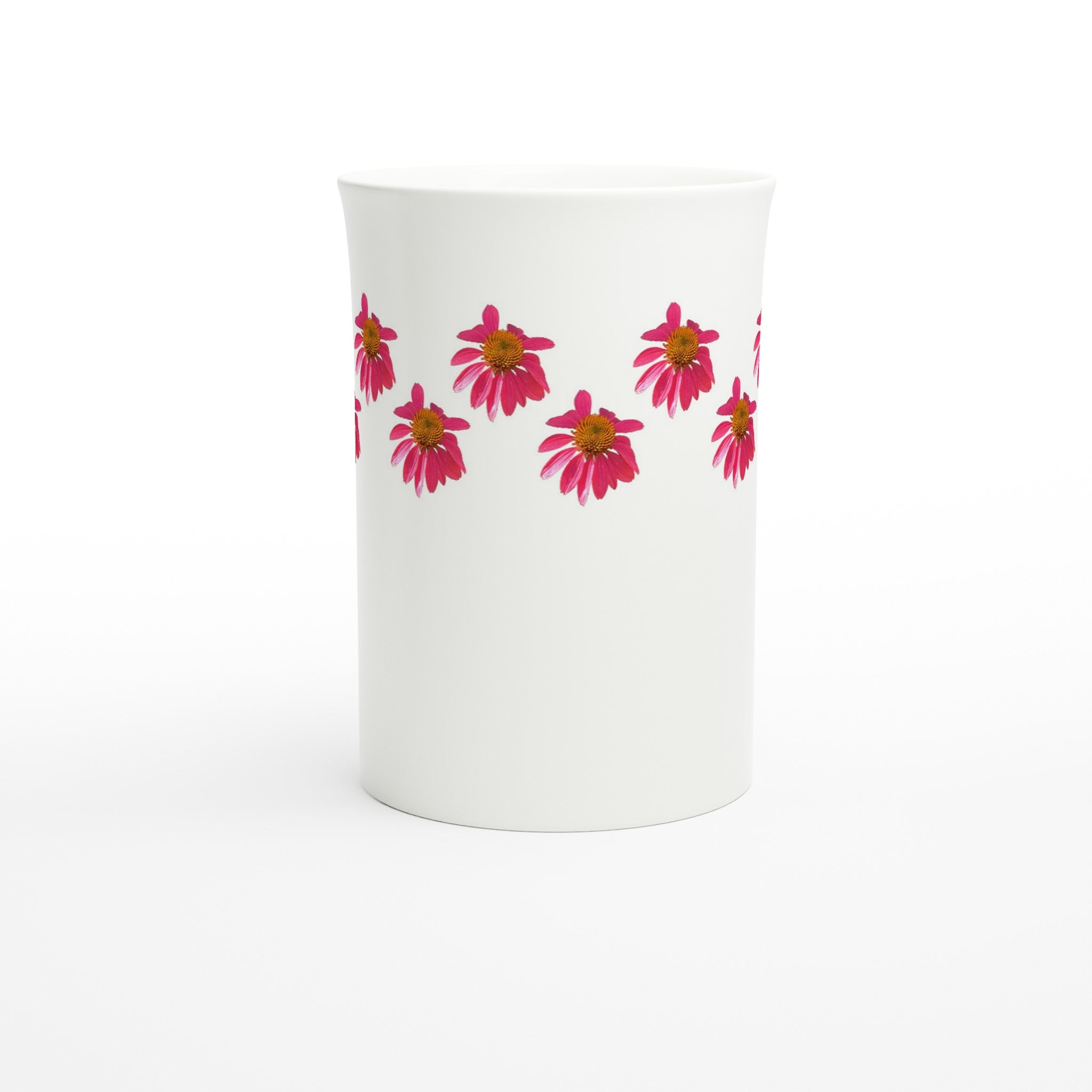 10 oz slim porcelain mug red echinacea floral pattern