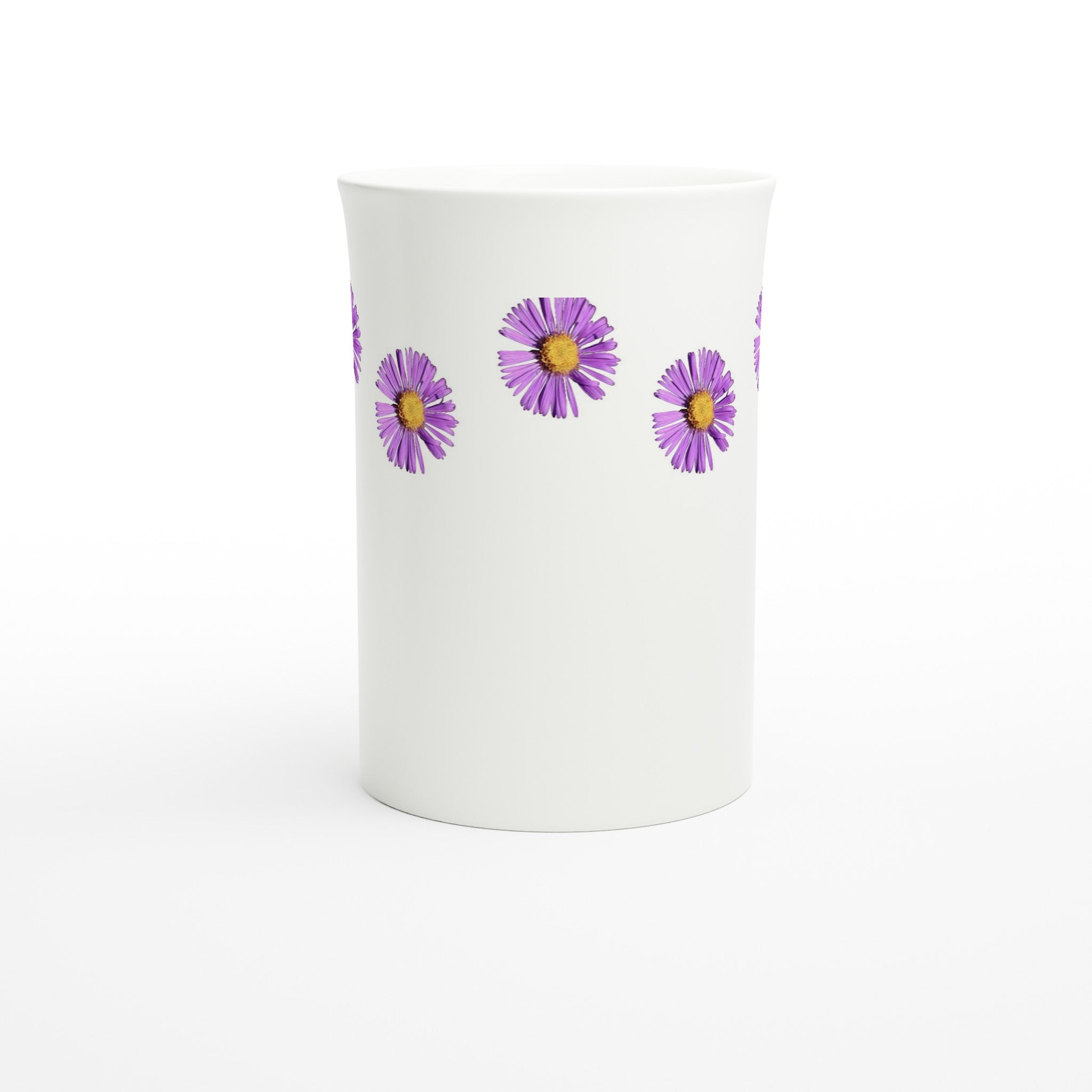 10 oz slim porcelain mug purple aster wildflower floral pattern