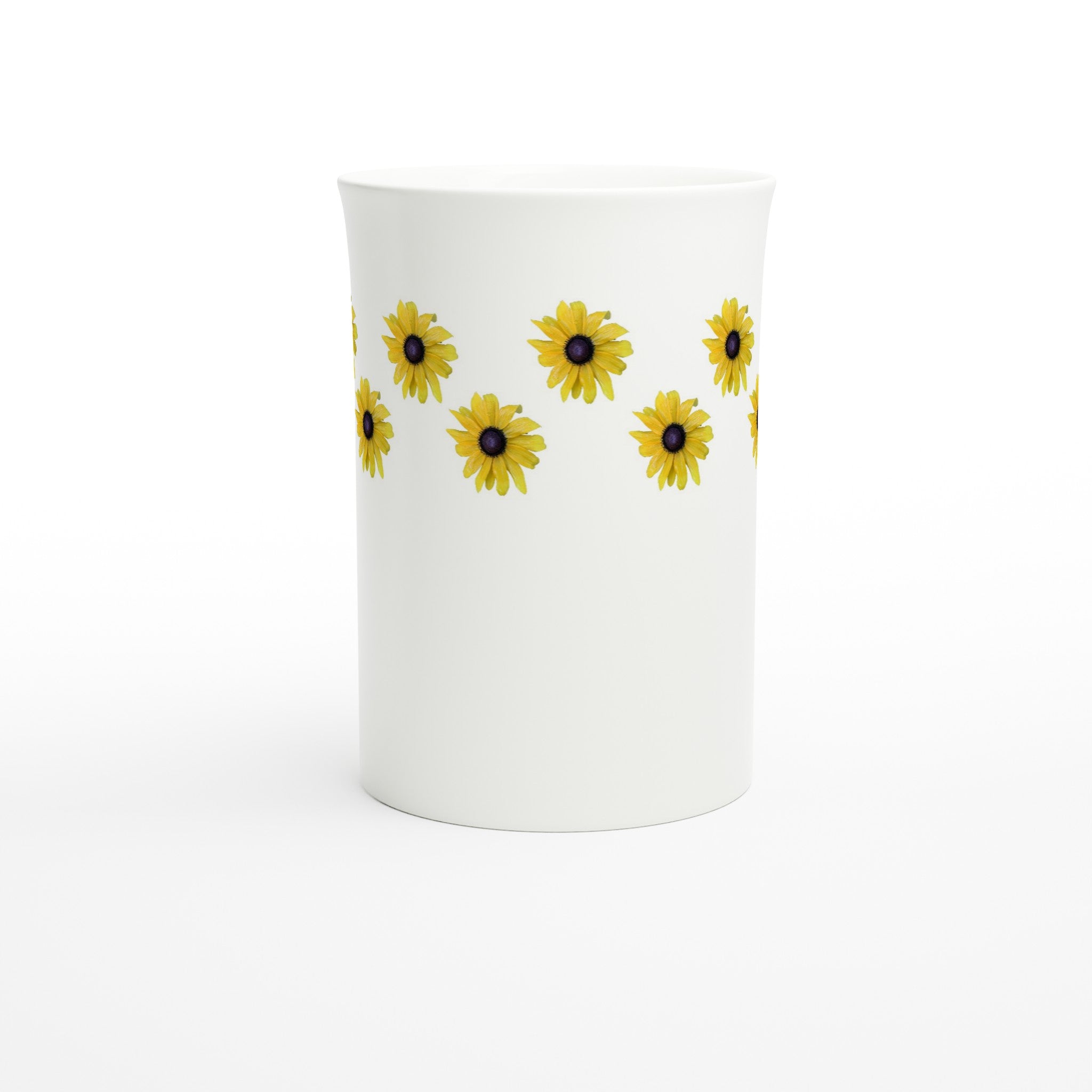 10 oz slim porcelain mug yellow sunflower floral pattern