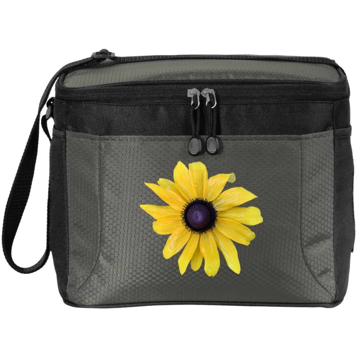 Grey 12-pack cooler bag rudbeckia