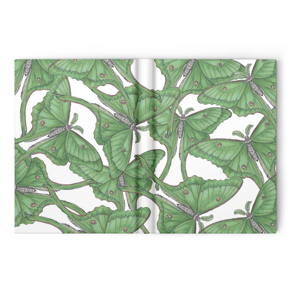 Hardbound journal 160 pages ruled or blank luna moth pattern