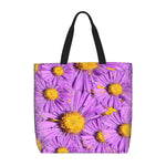 Large zippered tote with purple aster floral pattern