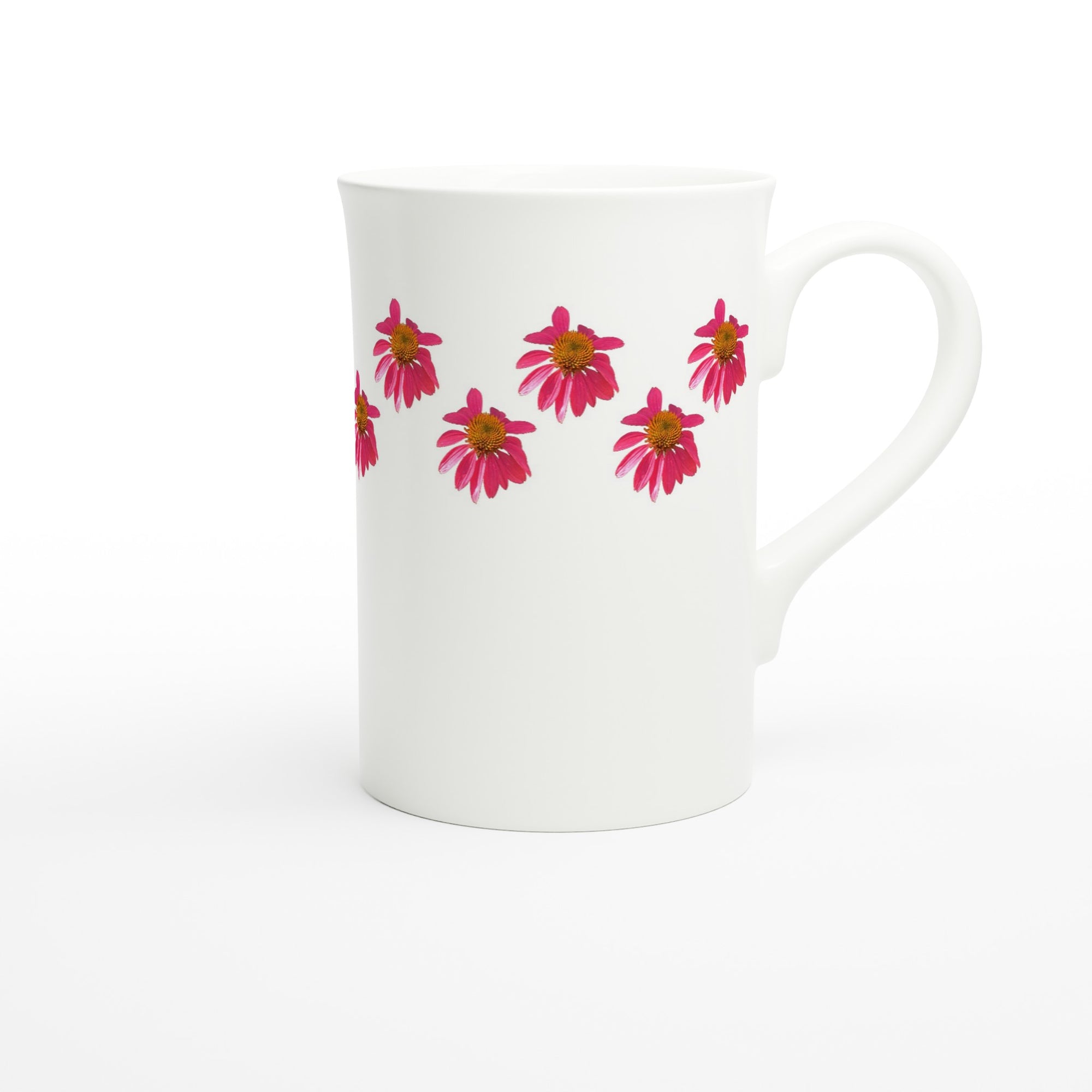 10 oz slim porcelain mug red echinacea floral pattern