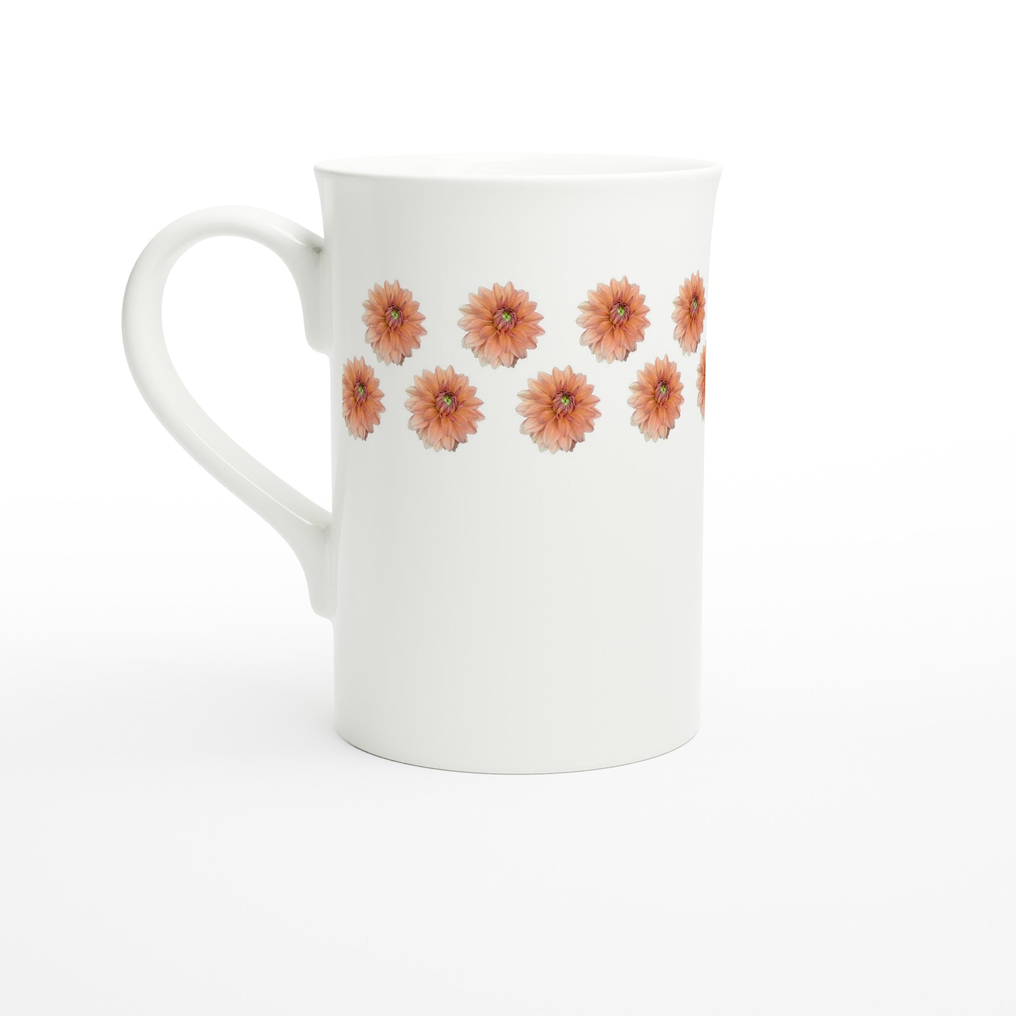 10 oz slim porcelain mug pink dahlia floral pattern