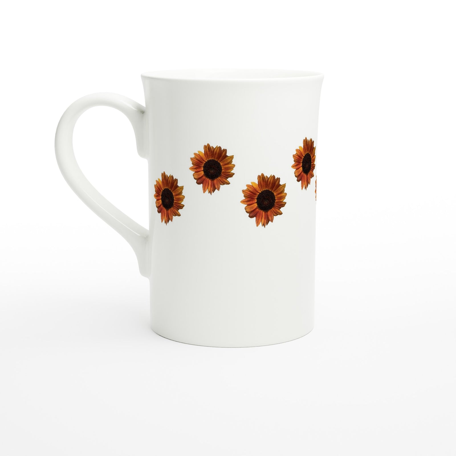 10 oz slim porcelain mug red sunflower floral pattern