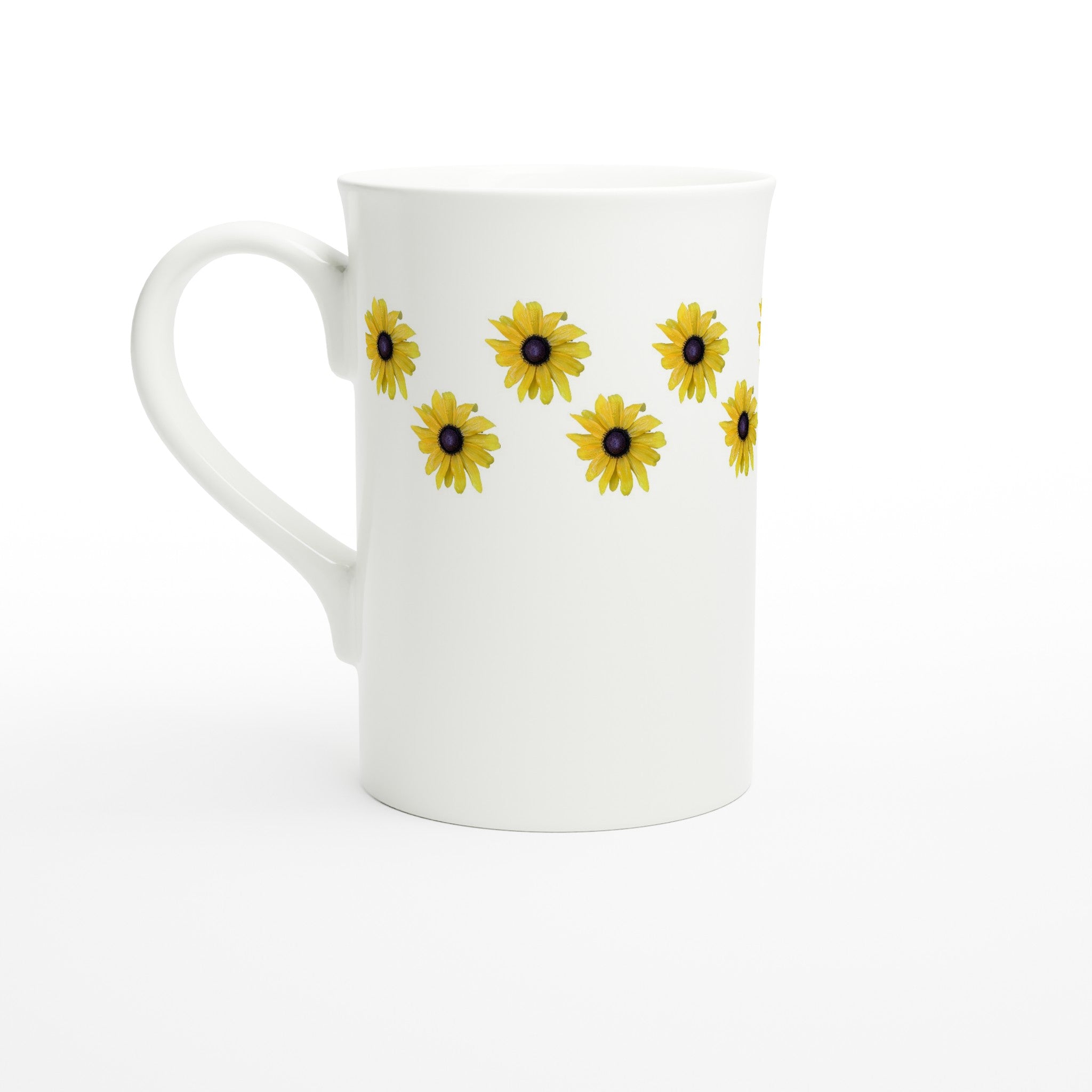 10 oz slim porcelain mug yellow sunflower floral pattern