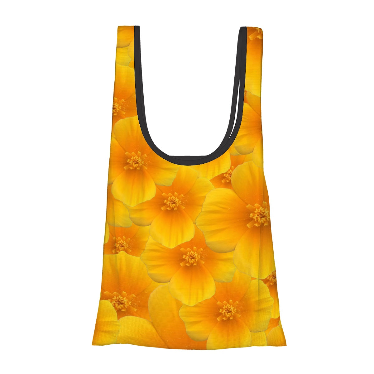 foldable shopping bag with pouch field poppy floral pattern