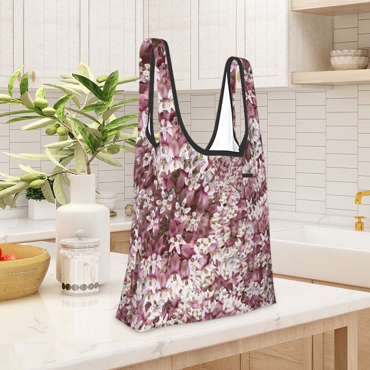 Folding shopping bag (Polyester with pouch) Milkweed 1