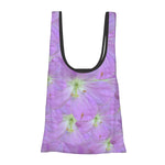 foldable shopping bags with pouch purple wild geranium floral pattern