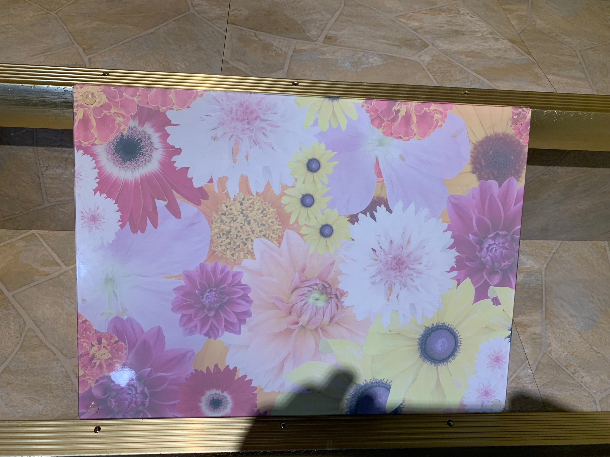 Glass cutting board flower fun 1