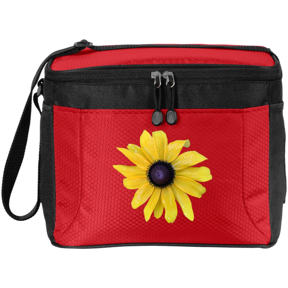 Red 12-pack cooler bag rudbeckia