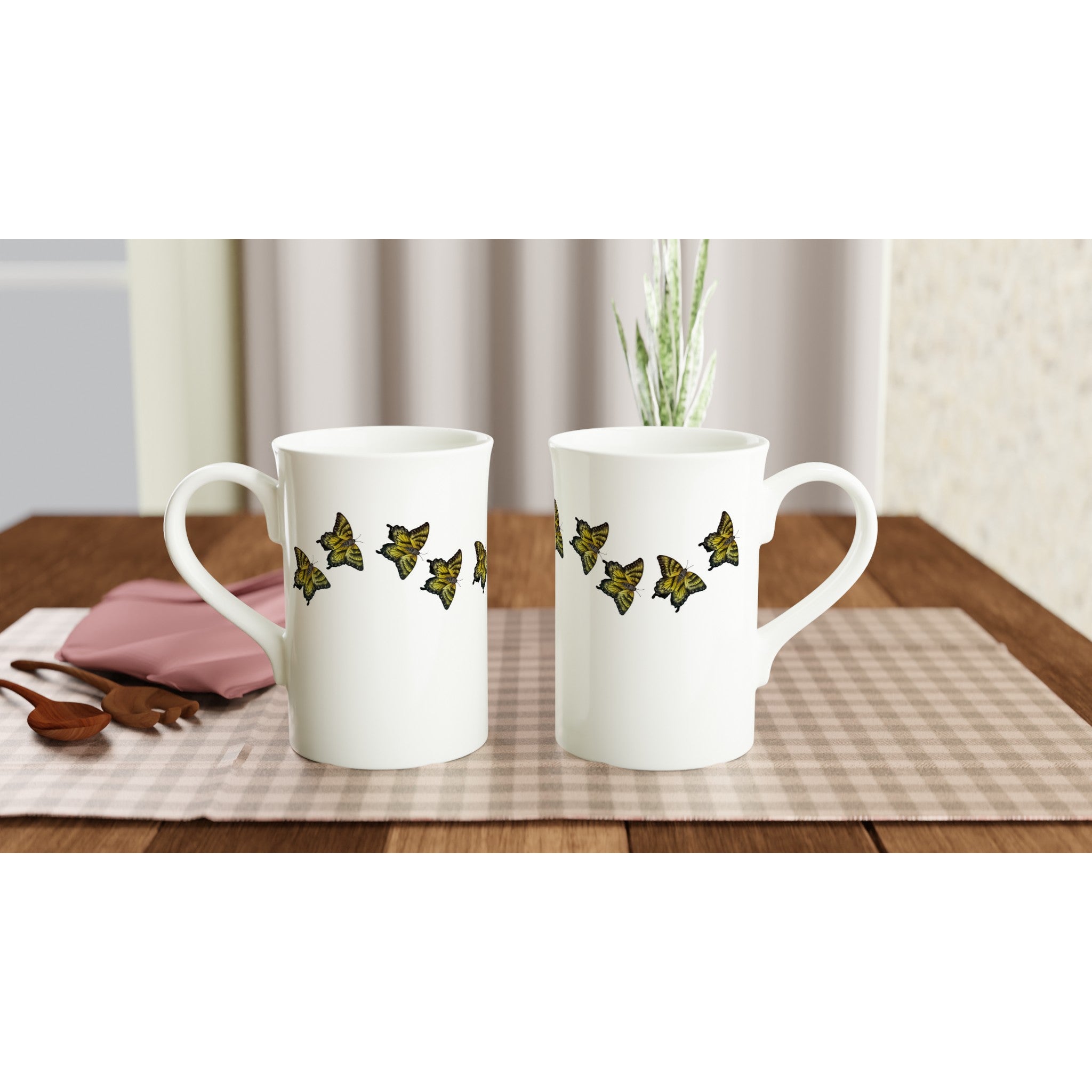 10 oz slim porcelain mug tiger swallowtail butterfly pattern