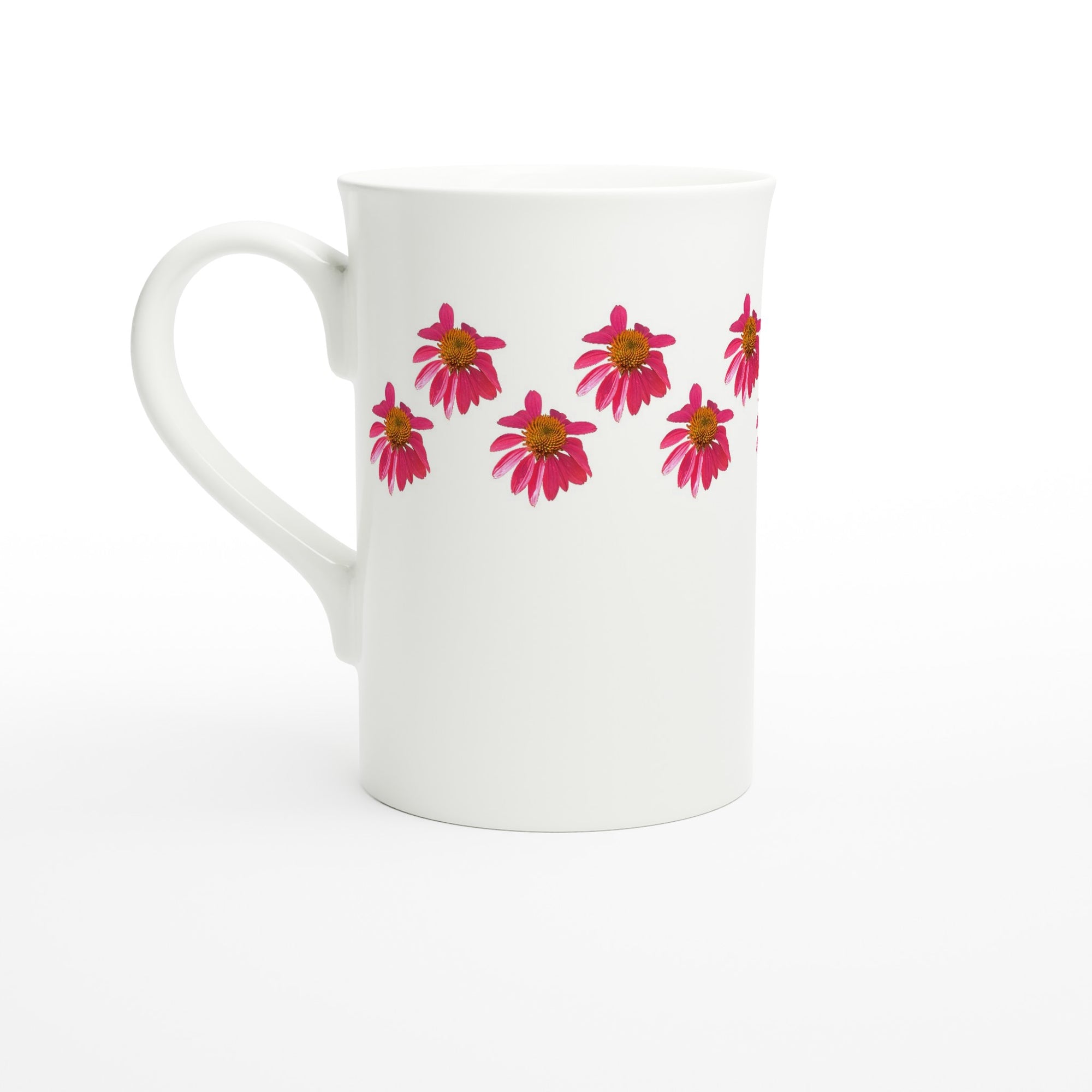 10 oz slim porcelain mug red echinacea floral pattern