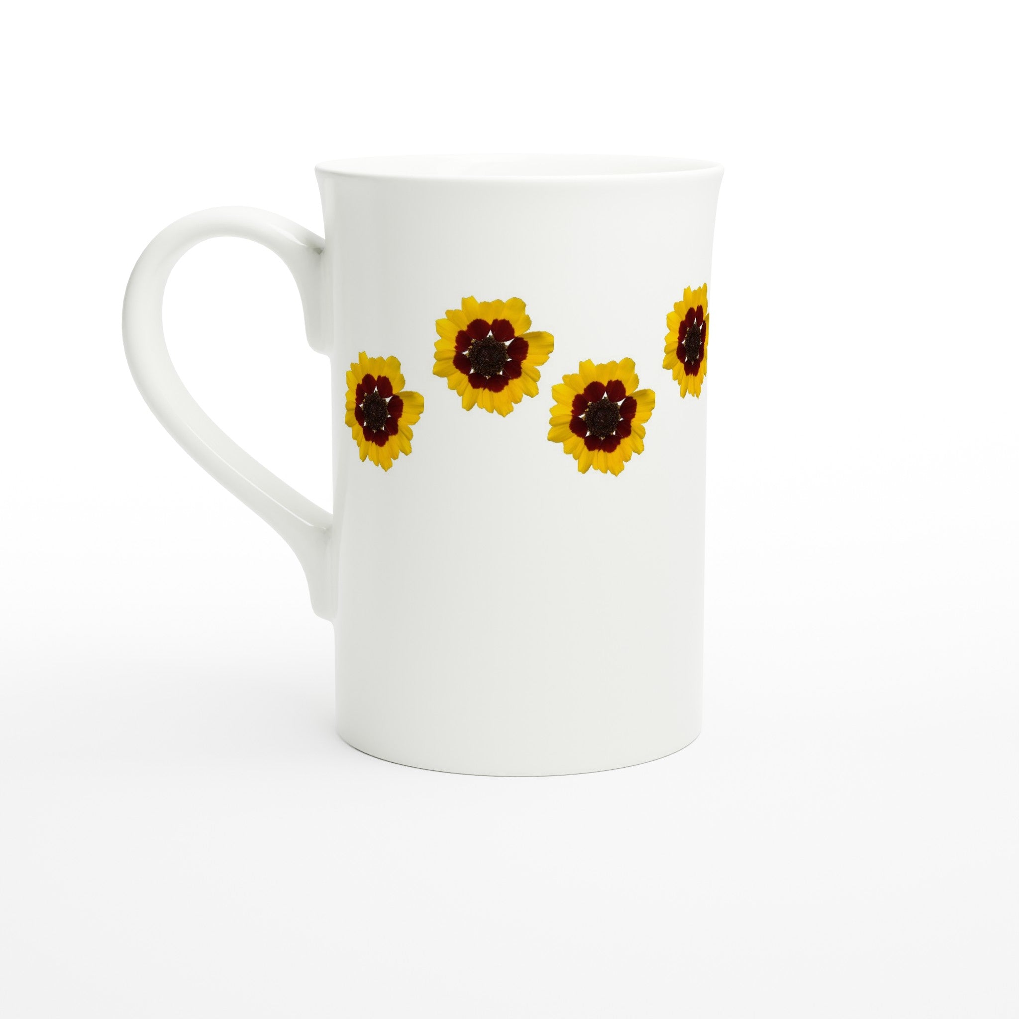 10 oz slim porcelain mug golden tickseed floral pattern