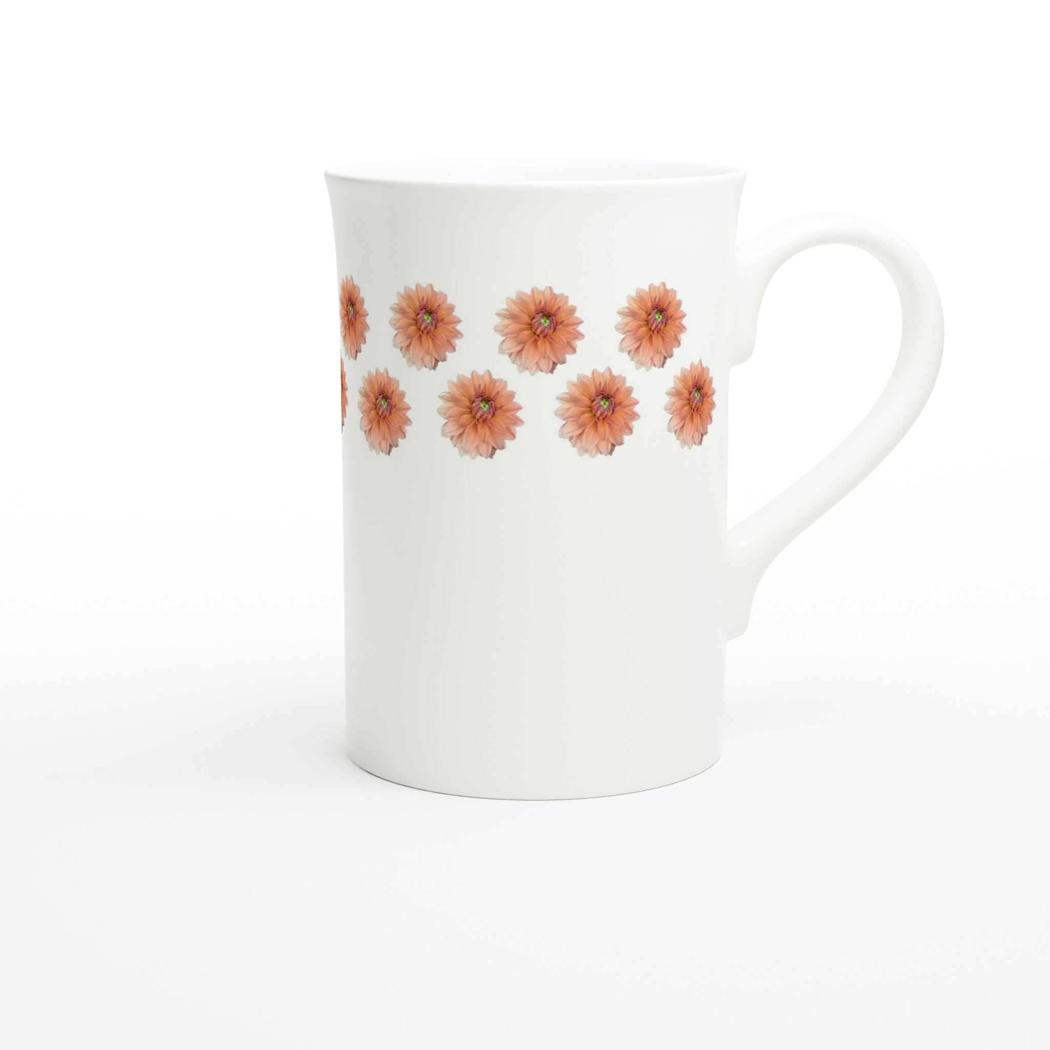 10 oz slim porcelain mug pink dahlia floral pattern