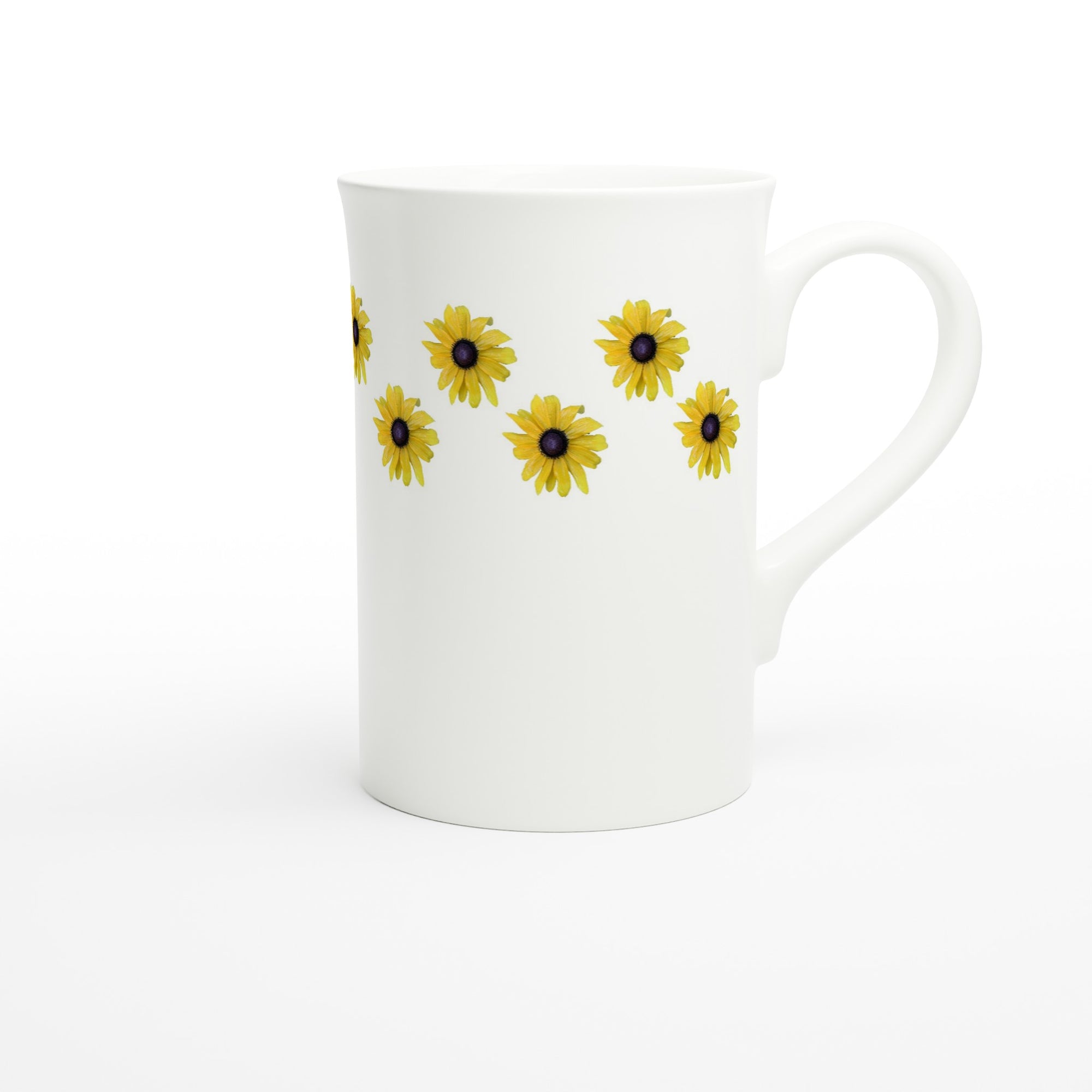 10 oz slim porcelain mug yellow sunflower floral pattern