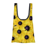 foldable shopping bags with pouch rudbeckia floral pattern