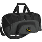 Small black and dark grey duffel bag honey bee