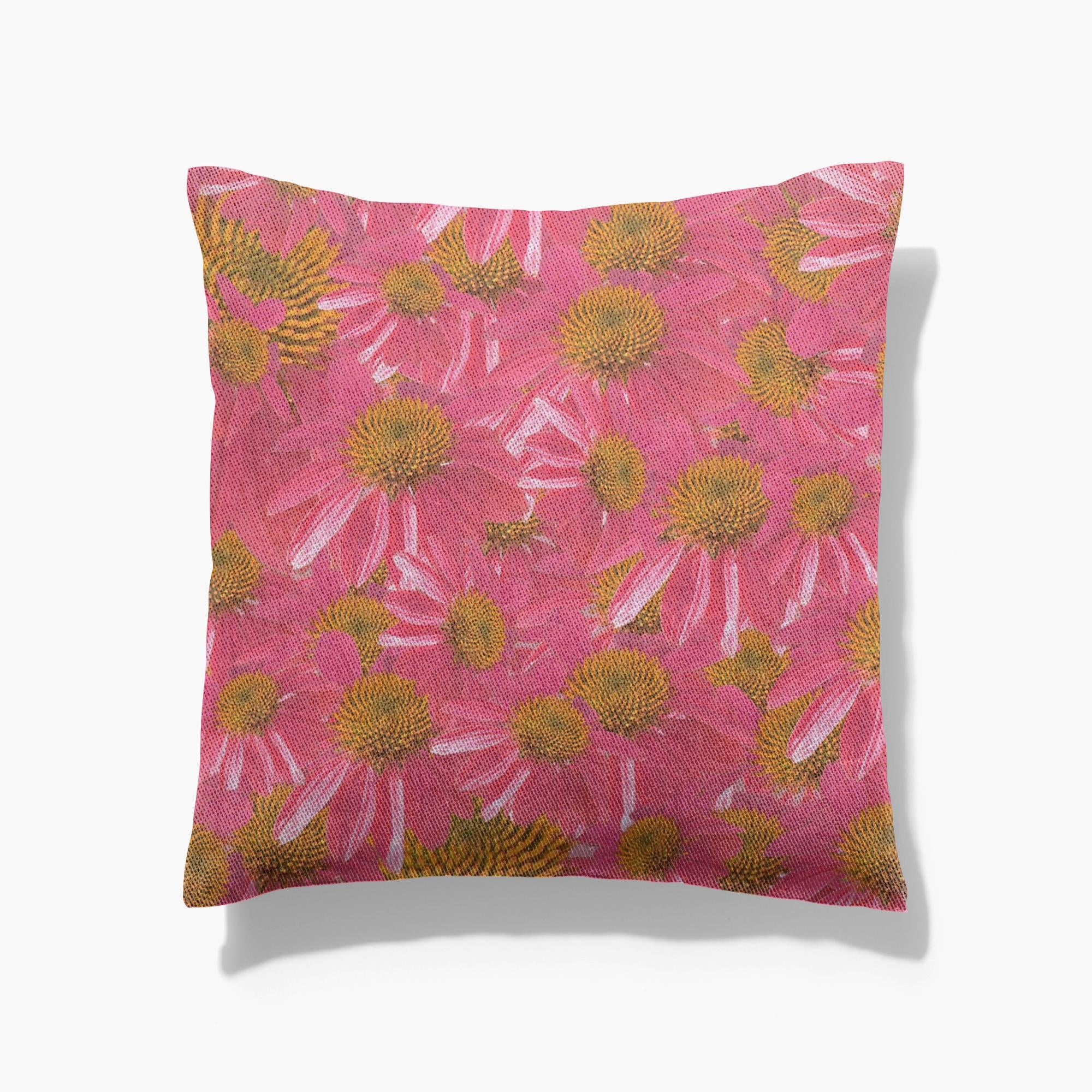 Cotton/poly blend woven pillow echinacea floral pattern