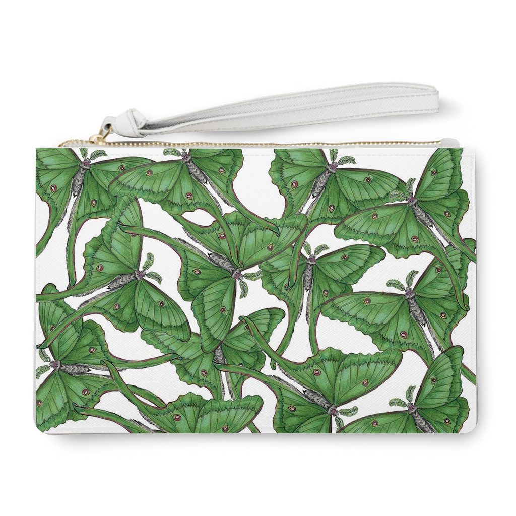 Faux leather clutch (9.45x6.3 inches) Luna moth pattern