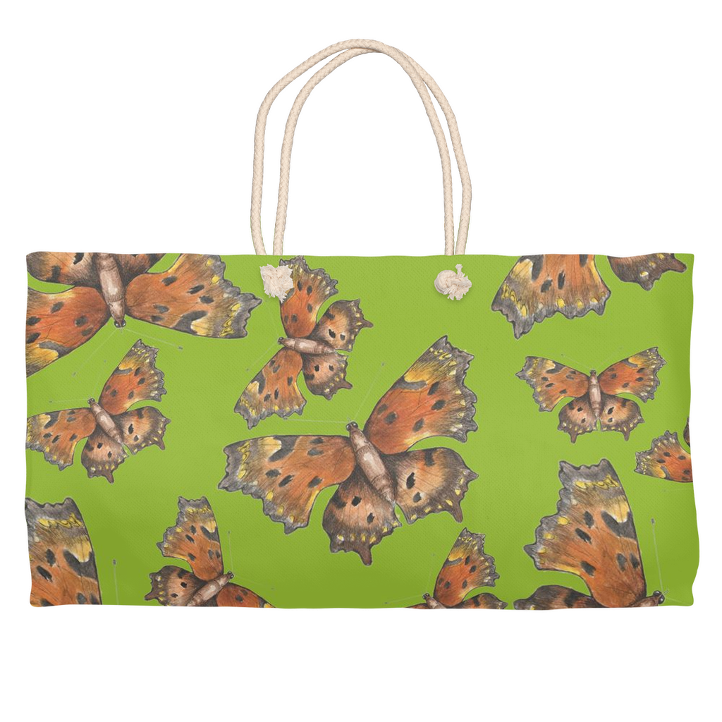 Weekender tote (cotton rope handle) green coma butterfly 1