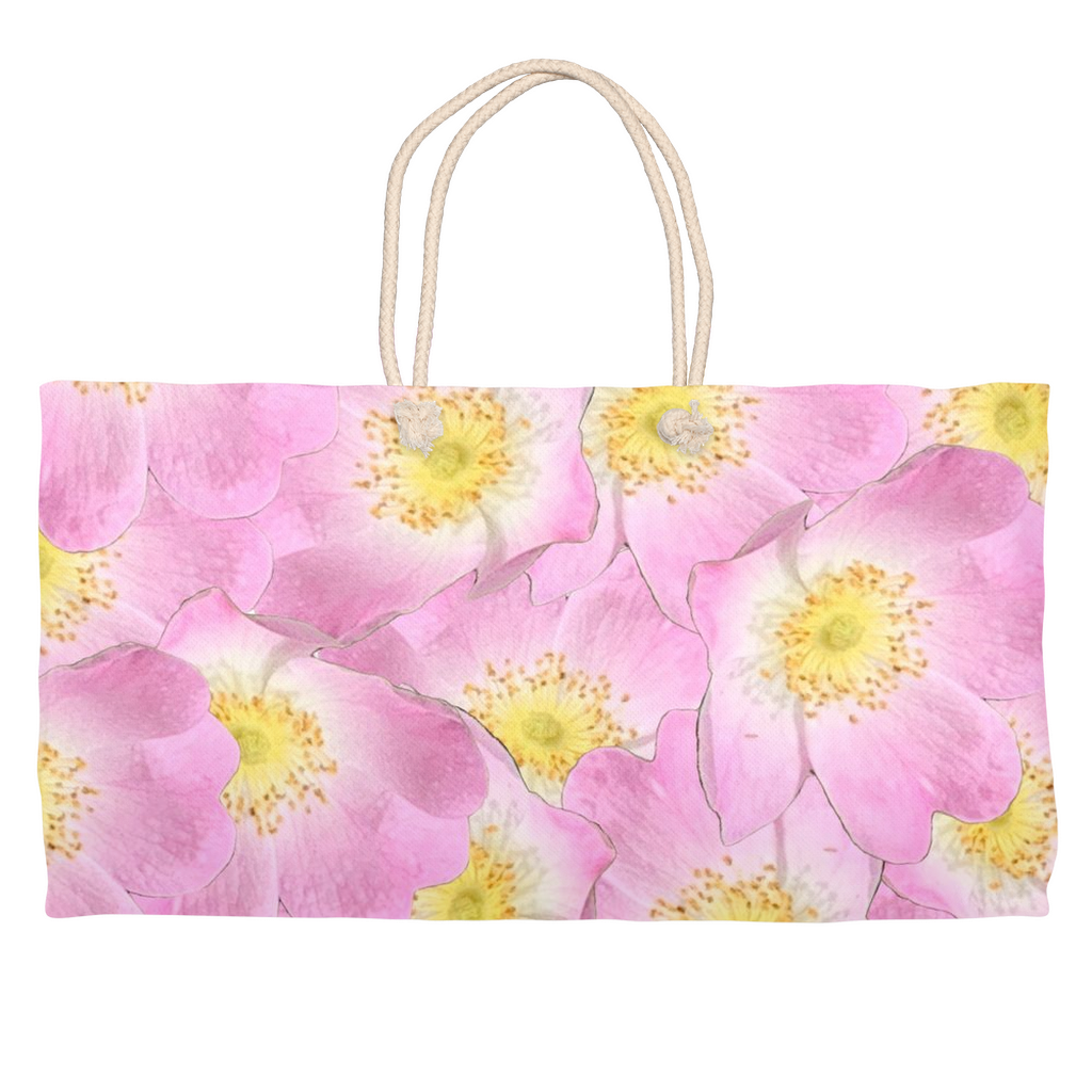 Weekender tote (cotton rope handle) pink wild rose 2