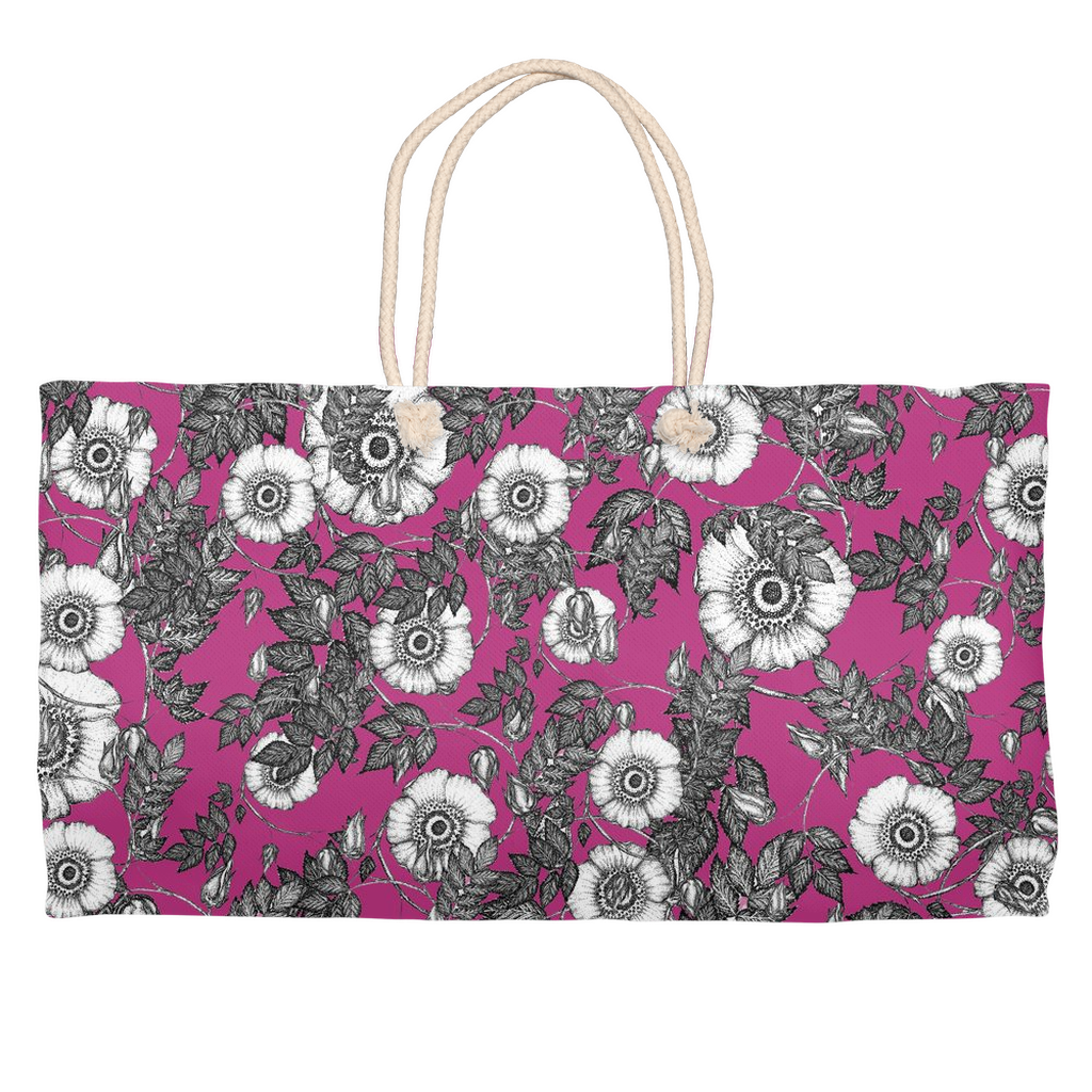 Weekender tote (cotton rope handle) pink wild rose  1