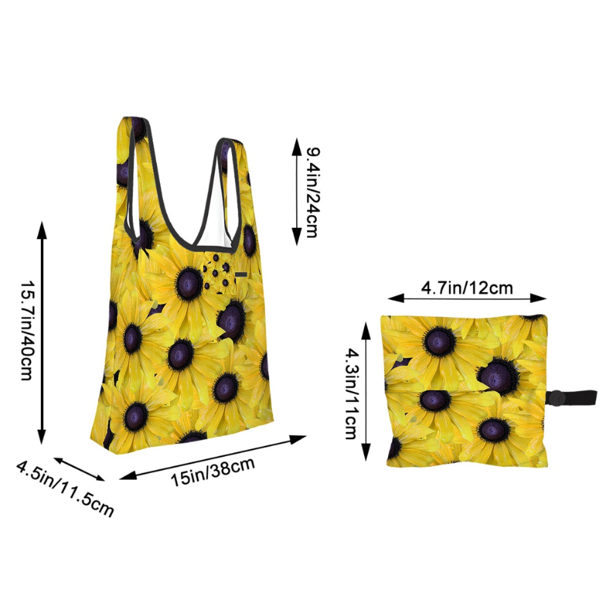 Folding shopping bag (Polyester with storage pouch) Rudbeckia 1