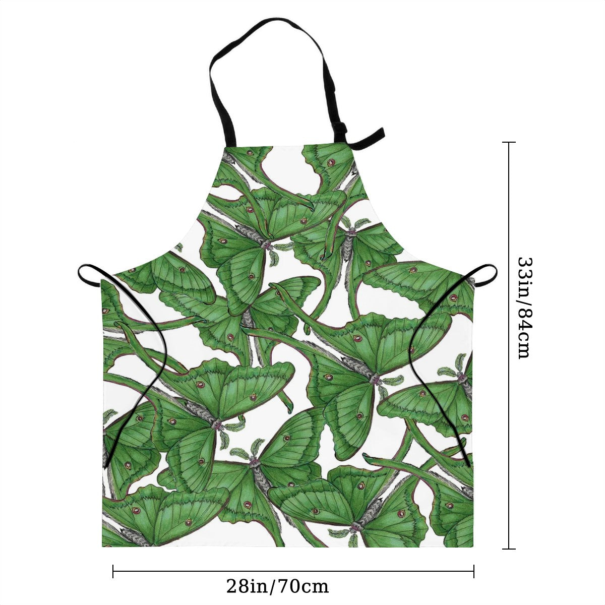 Apron with two pockets luna moth pattern