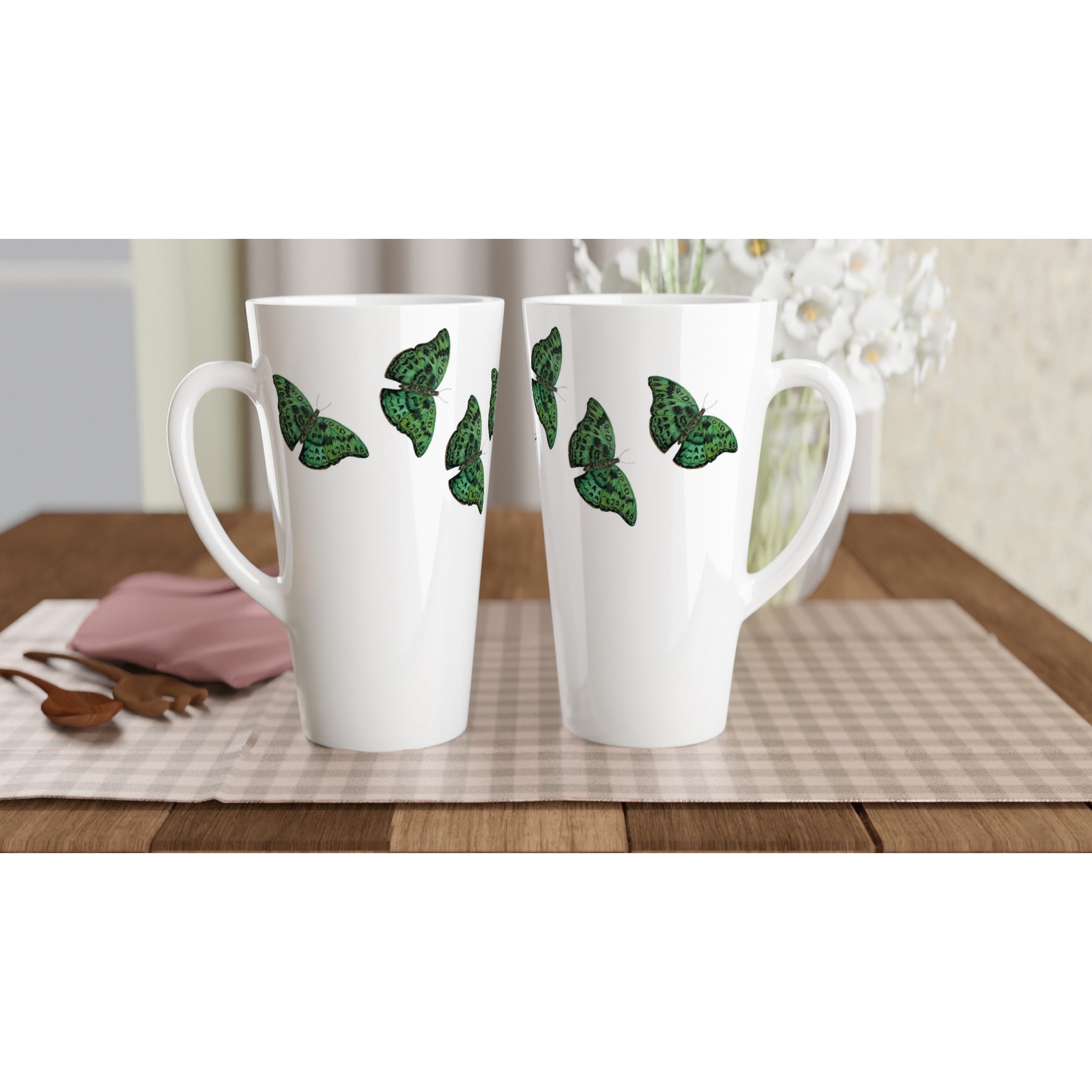 17oz ceramic latte mug african green butterfly pattern 