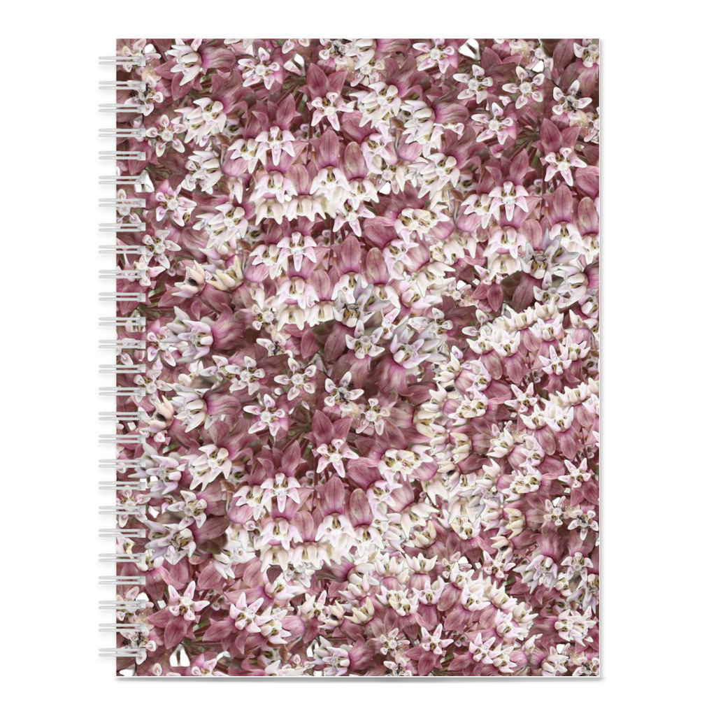 Blank spiral bound notebook milkweed floral pattern