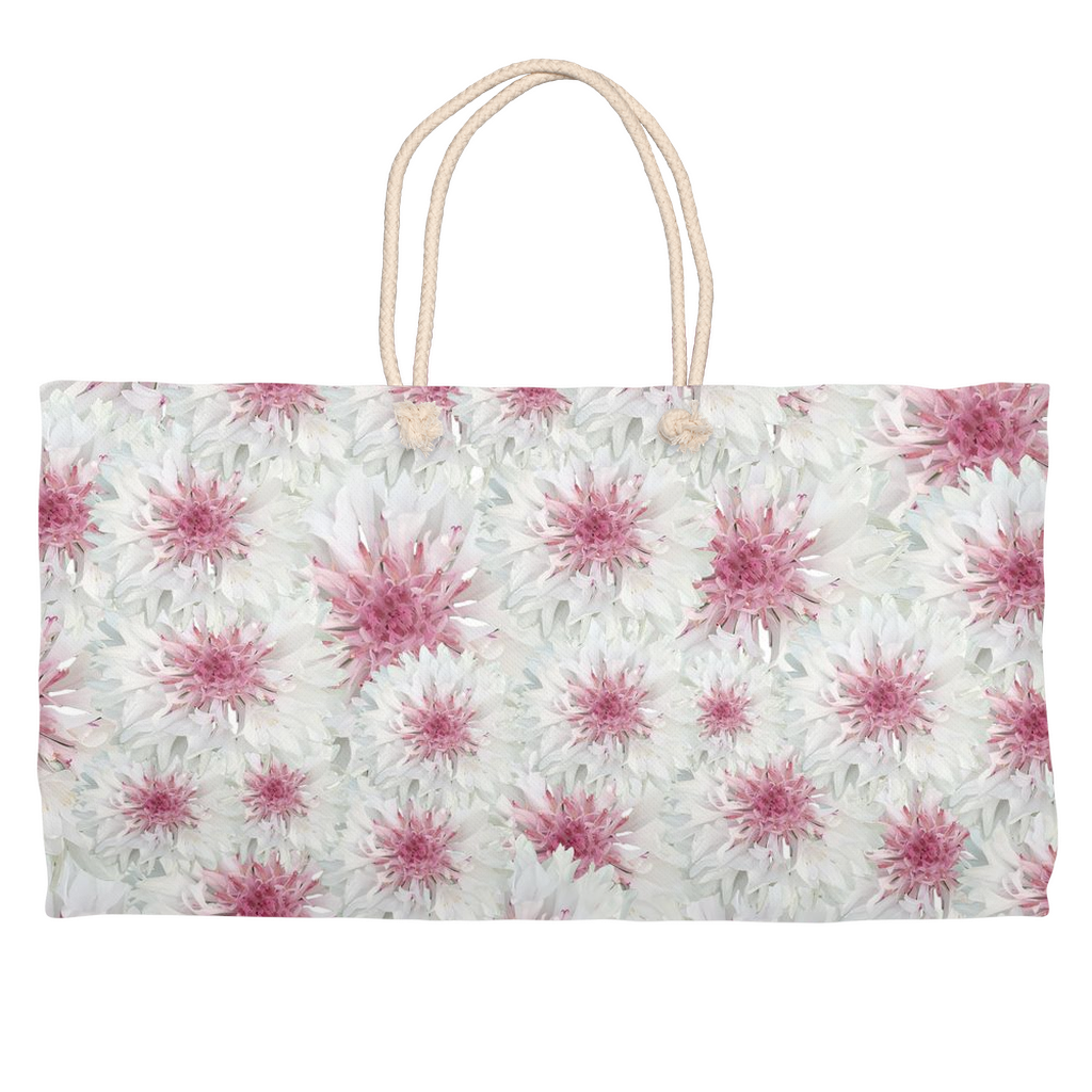 Weekender tote (cotton rope handle) pink and white cornflower 2 