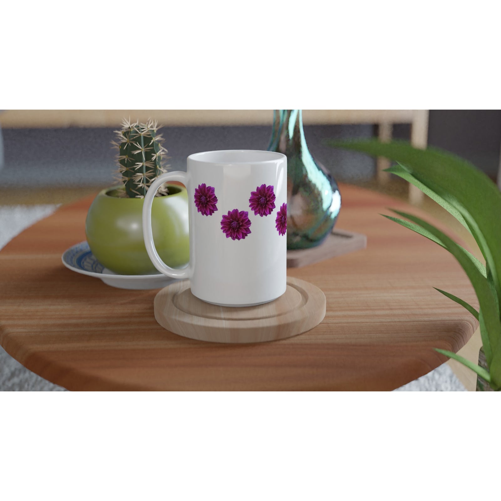 Ceramic Mug (15oz) Purple dahlia 2