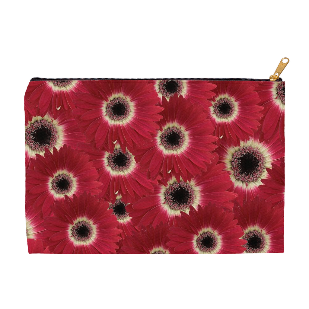 Flat pouch red gerbera daisy floral pattern