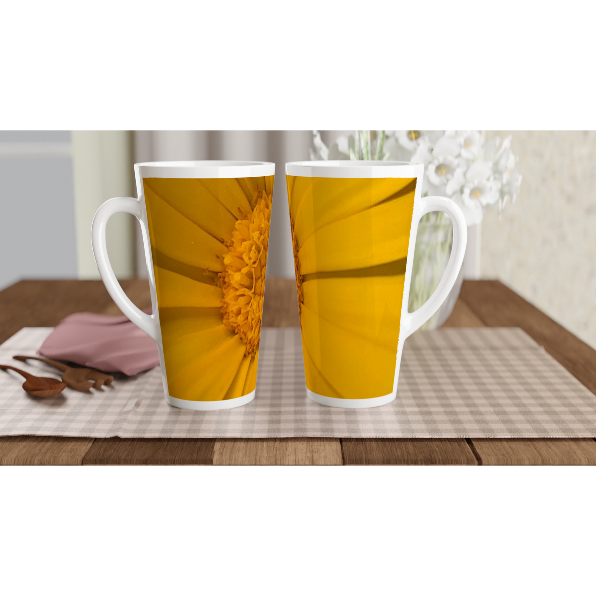 17oz ceramic latte mug calendula floral pattern 