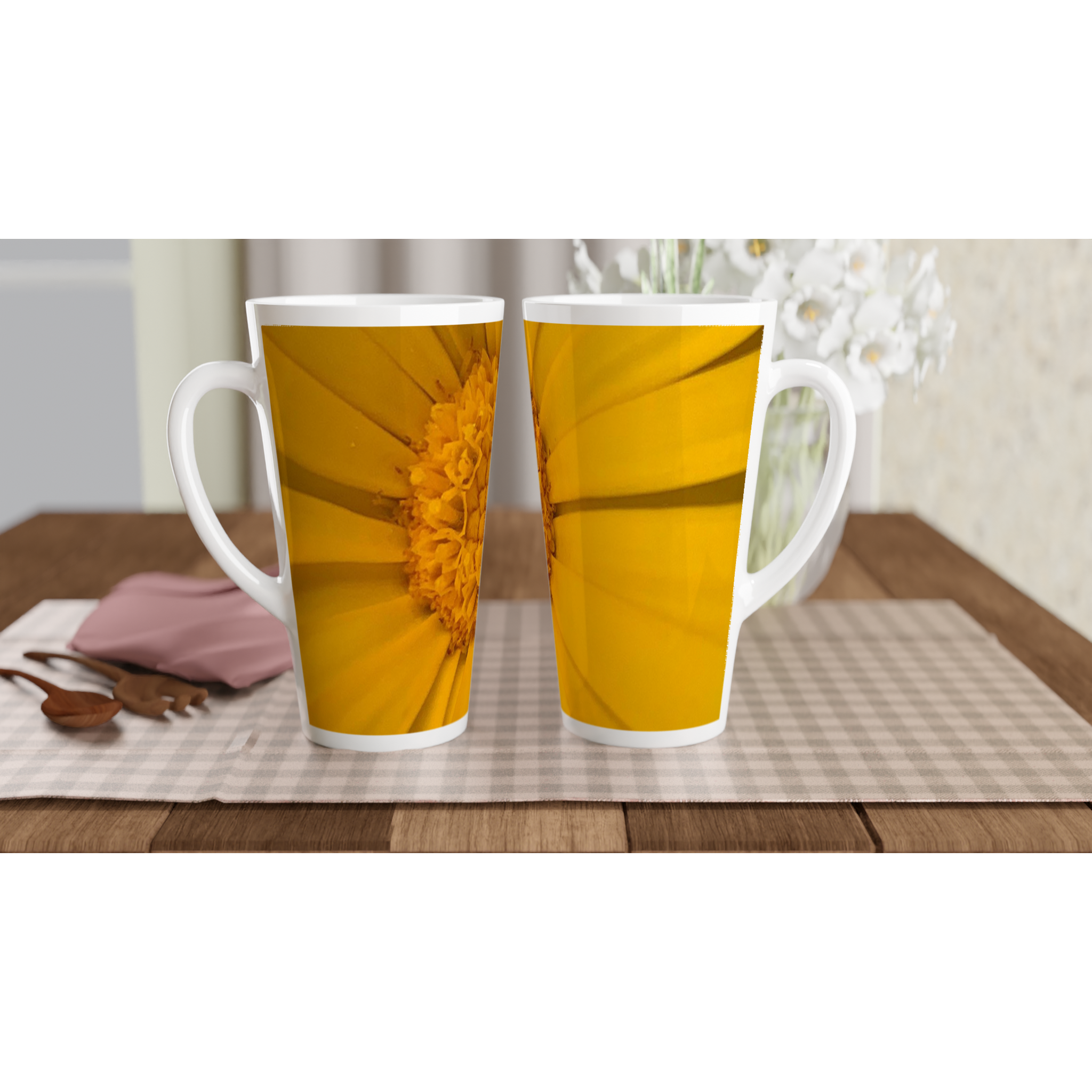 17oz ceramic latte mug calendula floral pattern 