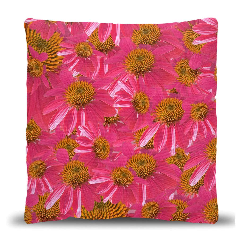 Cotton/poly blend woven pillow echinacea floral pattern