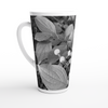 17oz ceramic latte mug black and white floral pattern 