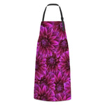 Apron with two pockets purple dahlia pattern