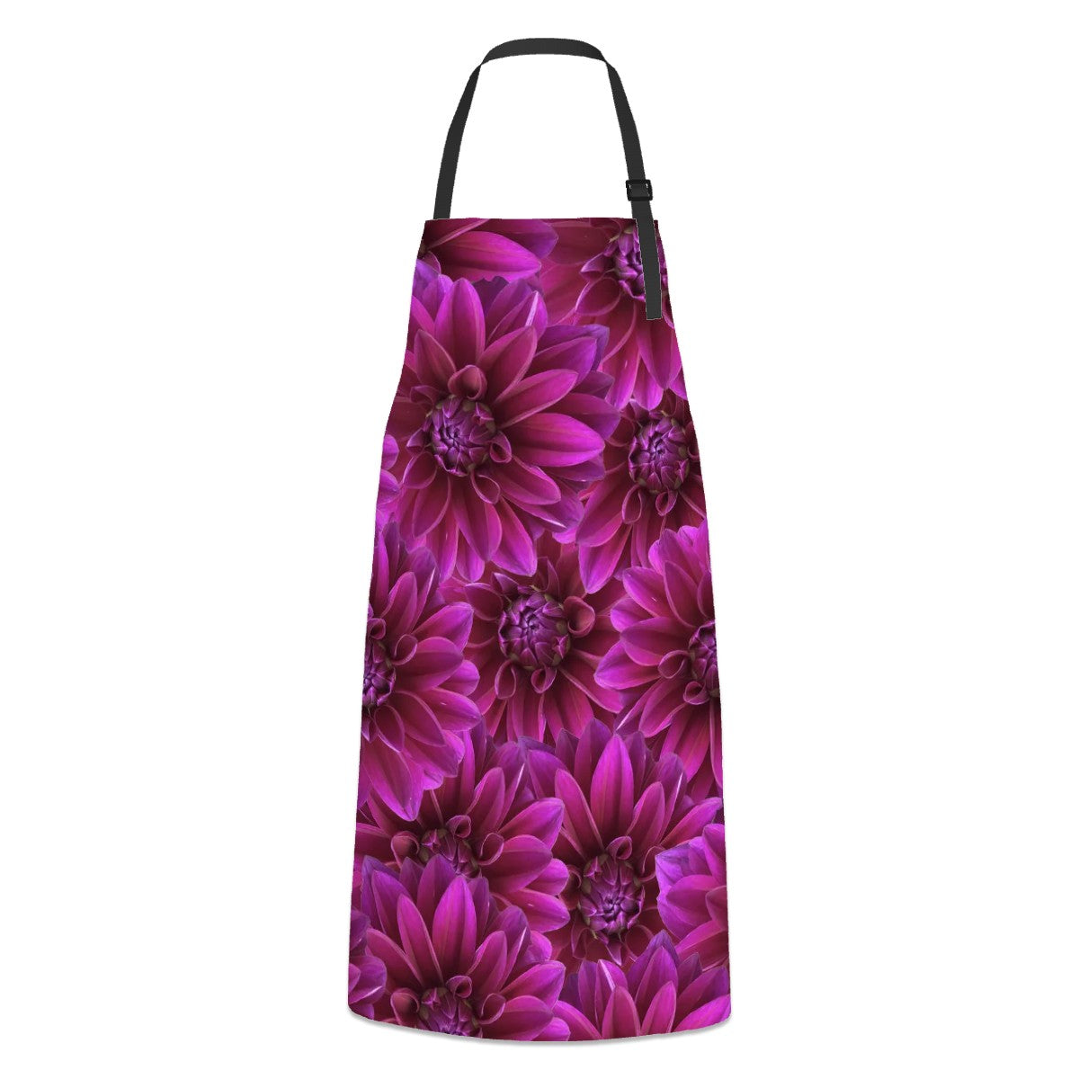 Apron with two pockets purple dahlia pattern