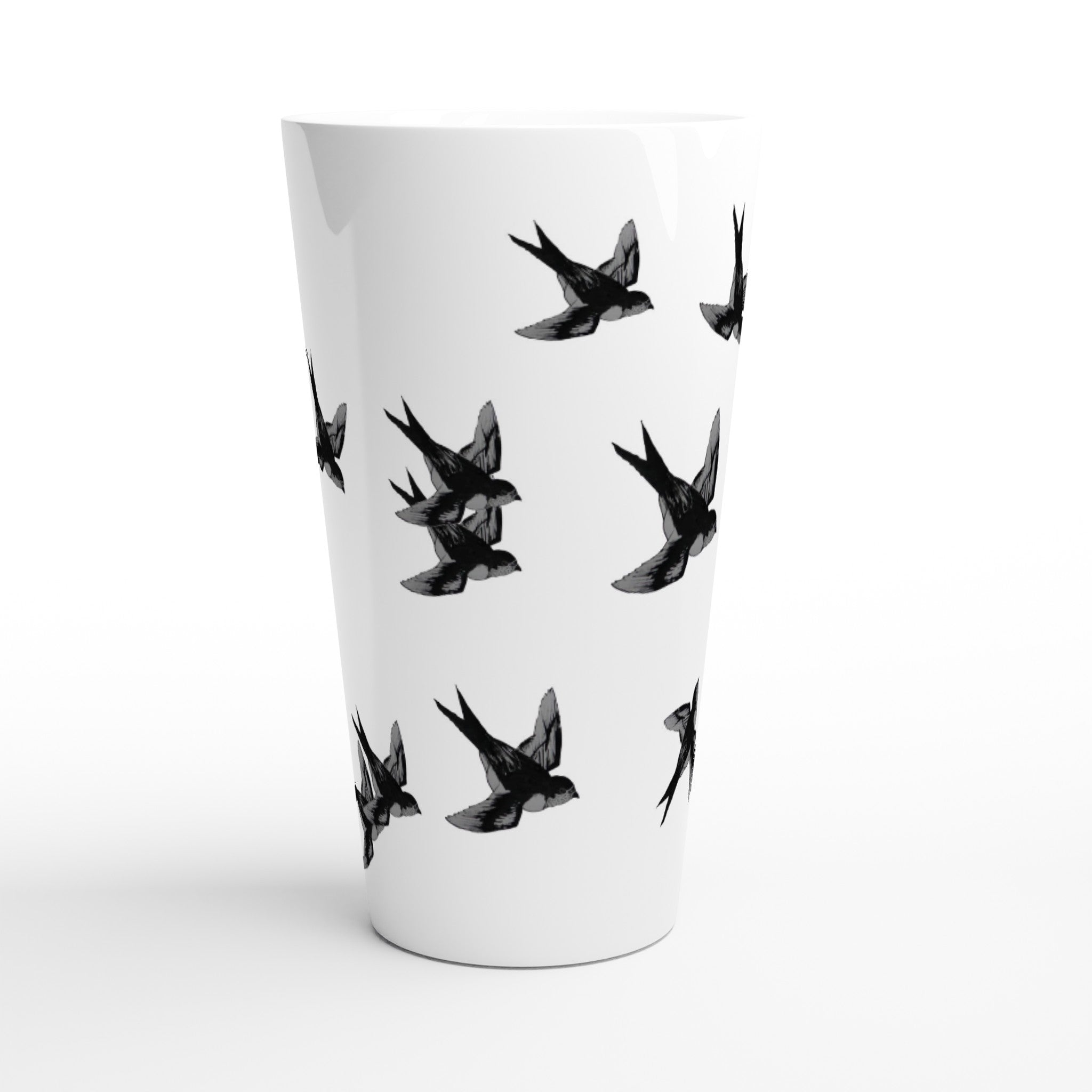 17oz ceramic latte mug barn swallows bird pattern 