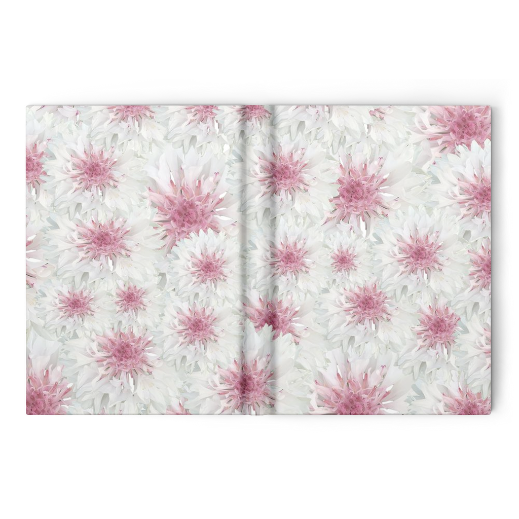 pink and white cornflower pattern hardback journal ruled or blank, 160 pages