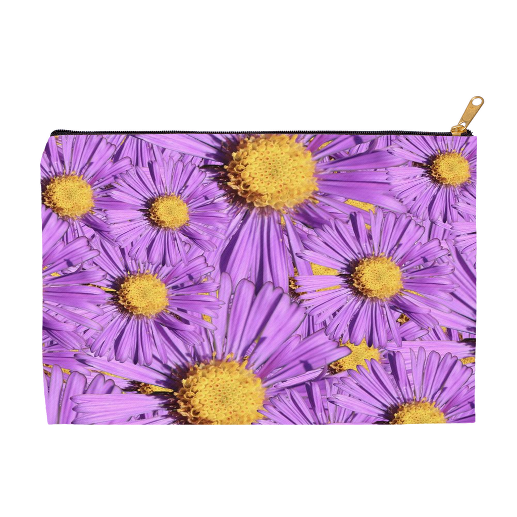 Flat pouch purple aster floral pattern