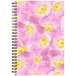 Spiral bound notebook grid or ruled wild rose floral pattern