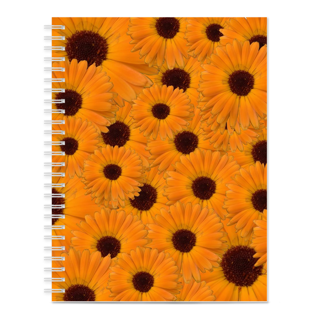 Blank spiral bound notebook calendula pattern