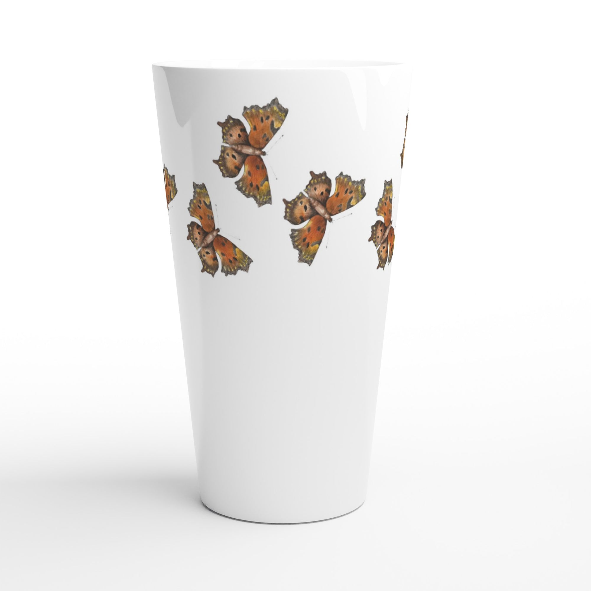 17oz ceramic latte mug wood green coma butterfly pattern 