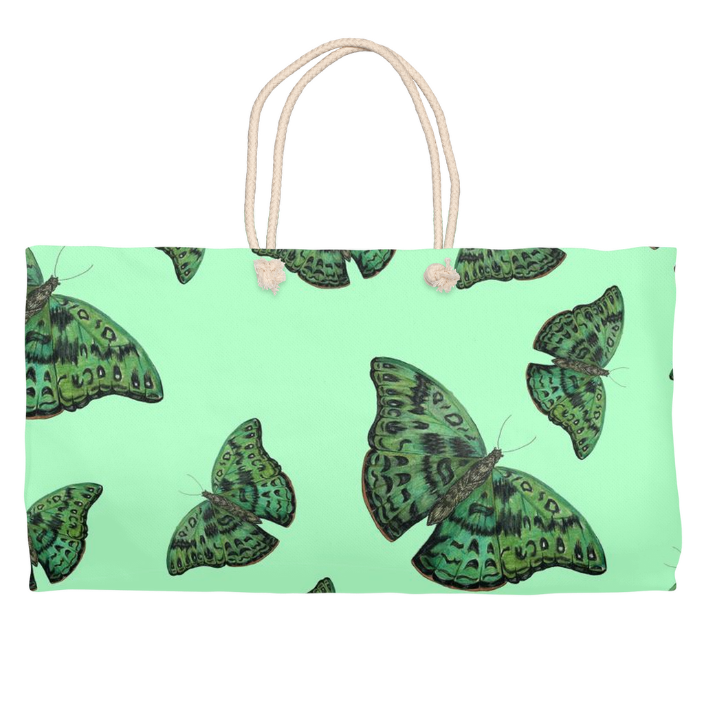 Weekender tote (cotton rope handle) African green butterfly 1